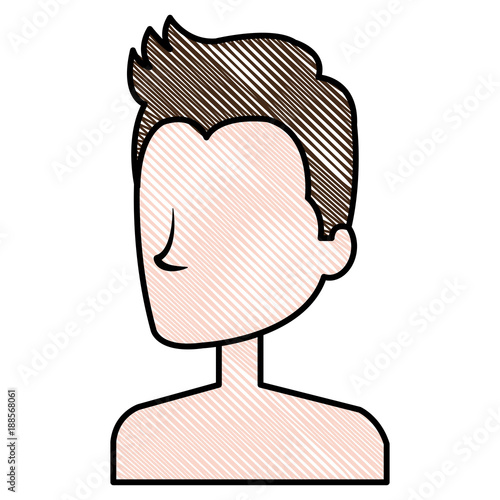 young man shirtless avatar character vector illustration design