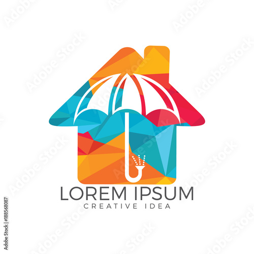 Umbrella house logo. Home insurance sign icon. Real estate symbol.