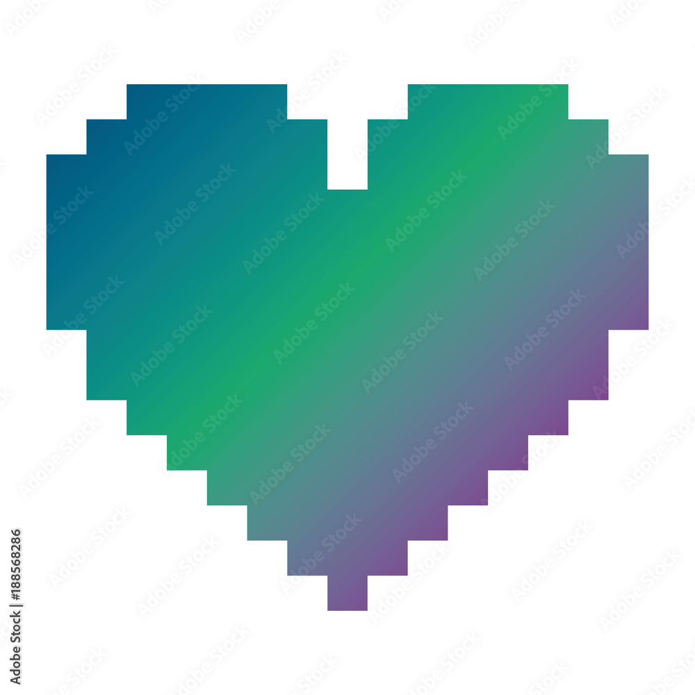 pixelated heart love romantic icon vector illustration blur background color gradient