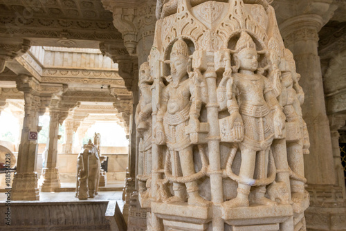 Detail on Column in Jain Temple of Ranakpur, Rajasthan