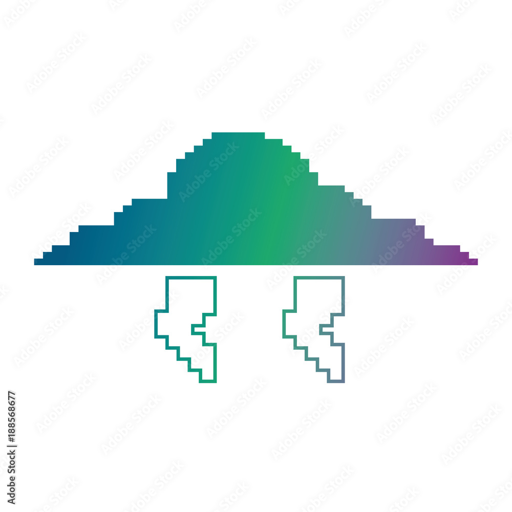 Obraz premium pixelated cloud and thunderbolt weather storm vector illustration blur background color gradient