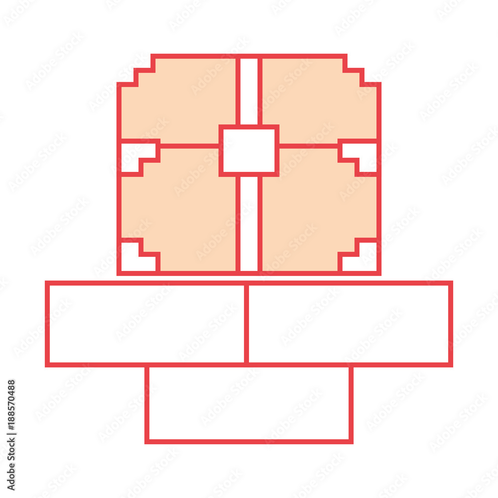 Fototapeta premium pixelated video game treasure chest vector illustration orange color image