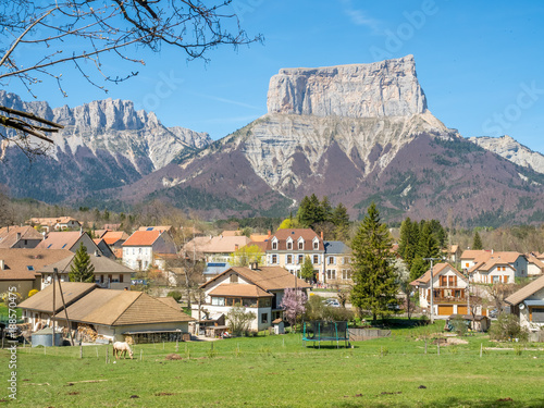 Scenic view of Chichilianne village in France, with mount Aiguille