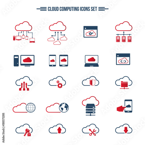 Cloud Computing icon set. Editable vector icons. Can be used for any project.