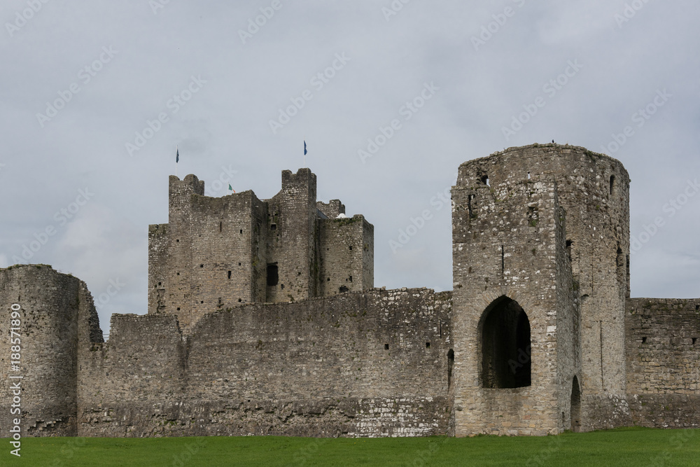 Trim Castle/ Ireland -  September 28, 2017. Trim Castle is a Norman castle on  the banks of River Boyne in Trim, County Meath, Ireland. This medieval Castle was filmed for movie Braveheart