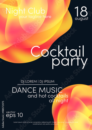 Cocktail party poster. Music poster background template with abstract shapes. Trendy flyer design