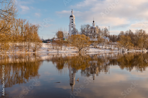 The Church of St. Nicholas. River Cherna. Village Filippovskoe. The Kirzhach district. Vladimir oblast. Russia.   © yulia_terekhina