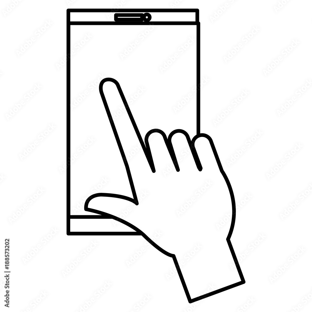 hand with smartphone device vector illustration design hand with smartphone device vector illustration design