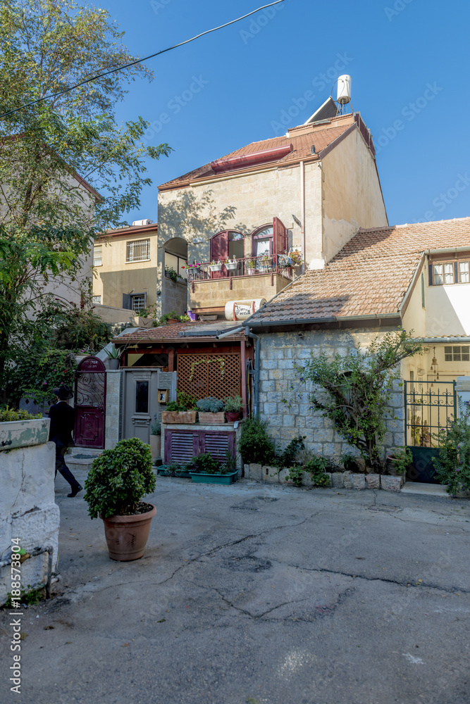  Ancient houses and street in the historic center of Jerusalem. Israel