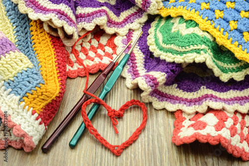 crocheting colorful oven cloth. handmade