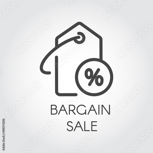 Bargain sale icon. Simple label template with discount for online or offline stores and mobile applications. Advertising coupon for seasonal price-tag, black friday and other design needs. Vector