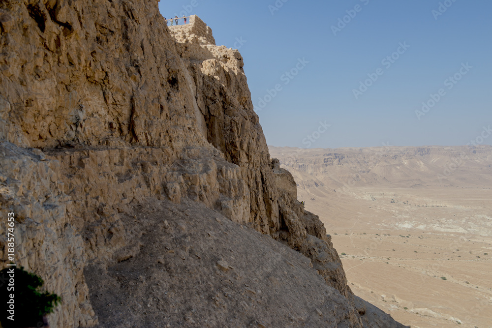 A view of the dead sea and mountains in the Negev desert. Israel
