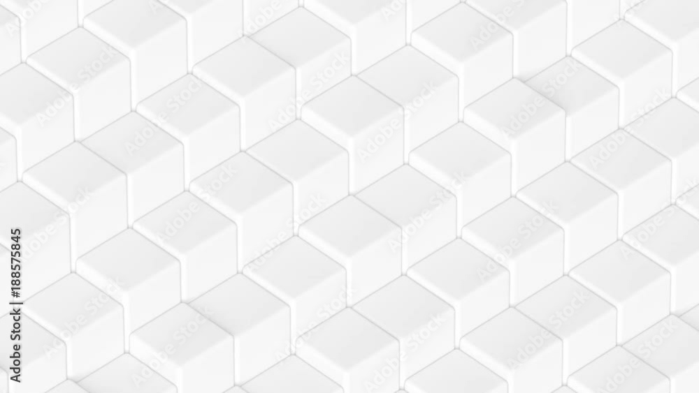 Abstract Geometric Cube Blocks Loop 1A: light randomly shifting surface of simple clean rounded cubes in step stairway array, pure bright minimal gray architectural white. Seamless loop 4K UHD FullHD. Abstract Geometric Cube Blocks Loop 1A: light randomly shifting surface of simple clean rounded cubes in step stairway array, pure bright minimal gray architectural white. Seamless loop 4K UHD FullHD.