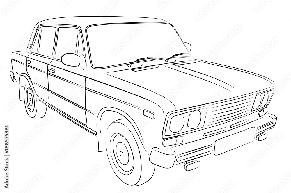 Sketch of retro car.