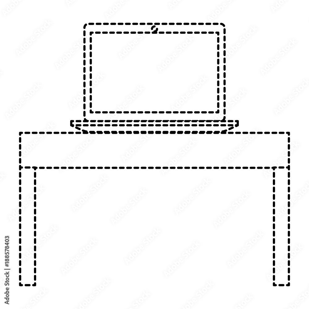 laptop computer in table vector illustration design