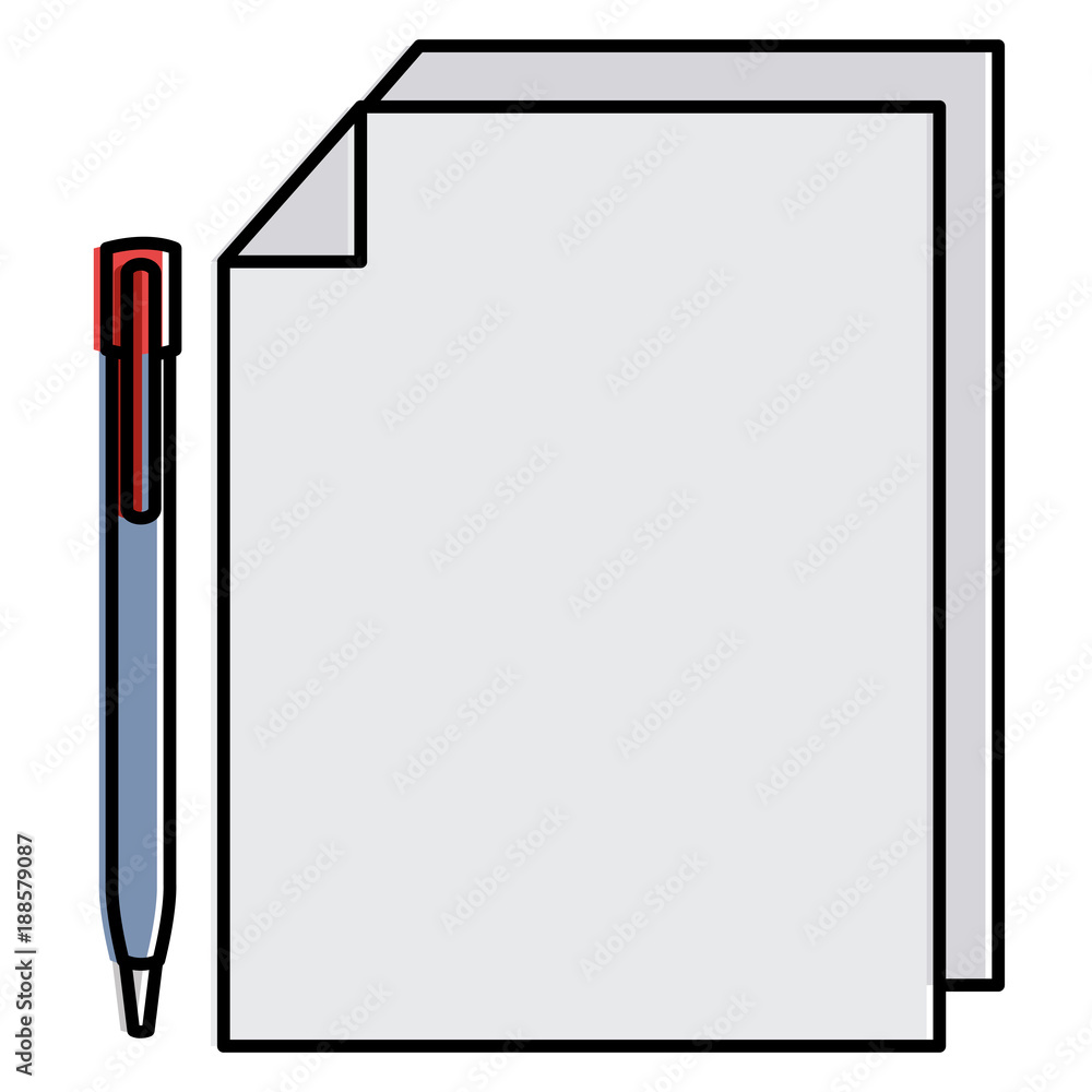 paper document with pen vector illustration design paper document with pen vector illustration design