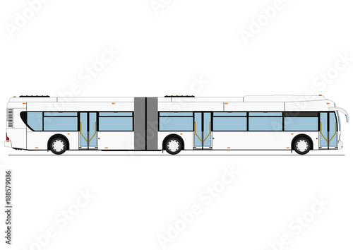 Cartoon city low floor bus. Side view. Flat vector.