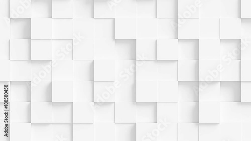 Abstract Square Geometric Surface Loop 1A: light bright clean minimal squares grid pattern, random waving motion background canvas in pure wall architectural pearl white. Seamless loop 4K UHD FullHD. photo