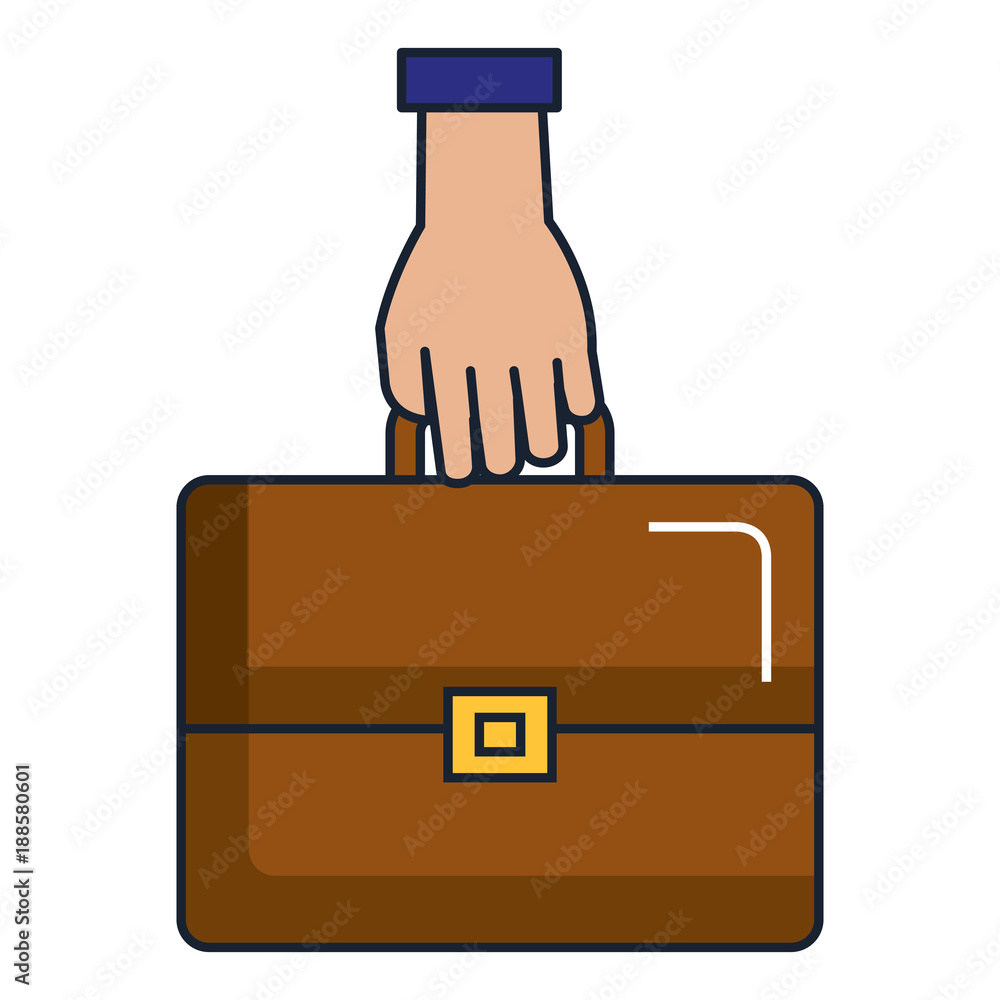 hand with portfolio briefcase vector illustration design hand with portfolio briefcase vector illustration design