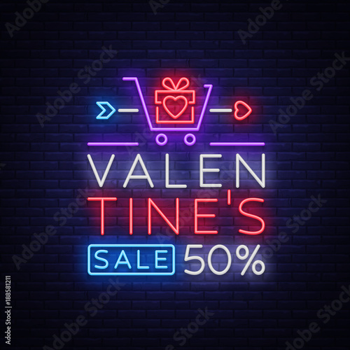 Valentine's Day is a proposal, a neon style banner template. Neon Sign, Poster Design for a Store, Bright Banner, Luminous Neon Advertising, Flyer, Postcard, Brochure. Vector