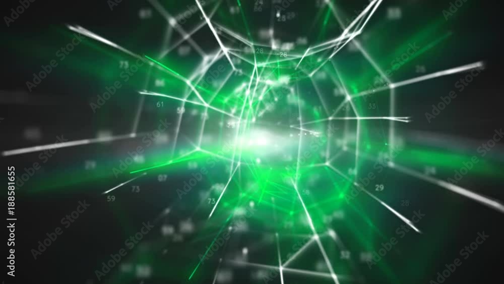 Big Data Network Loop 1G: dark rotating background, spherical center ...