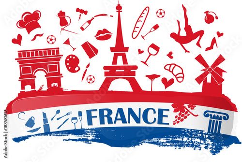 franch holiday banner with silhouette symbol