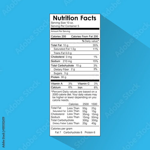 nutrition facts food label information healthy vector illustration