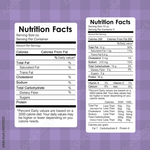 nutrition facts food labels information healthy vector illustration