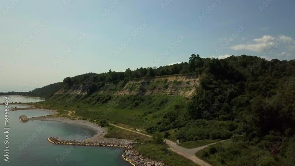 Scarborough Bluffs slow follow over bluffs wide Scarborough Bluffs slow follow over bluffs wide
