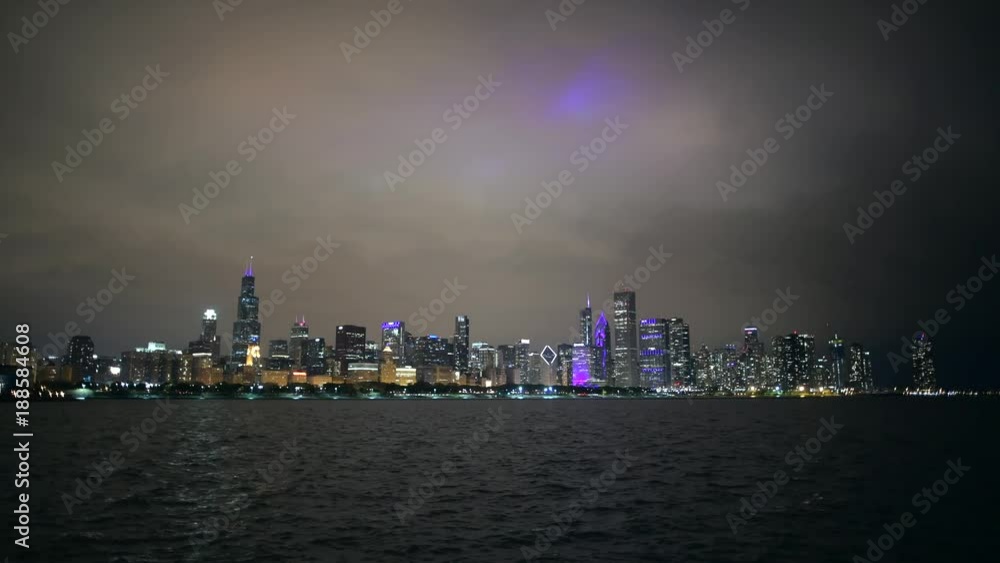 Chicago City Skyline and Waterfront During Evening Hours. Chicago, Illinois, United States of America. Chicago City Skyline and Waterfront During Evening Hours. Chicago, Illinois, United States of America.