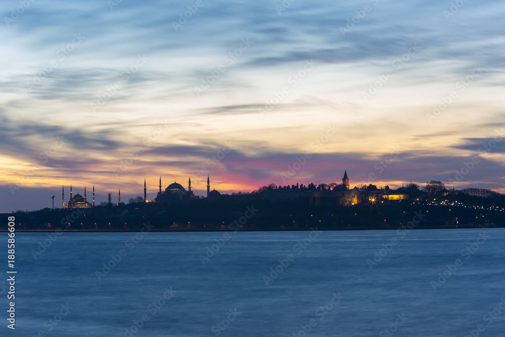 view of istanbul Turkey , sunset and spectacular istanbul colors,sky colors