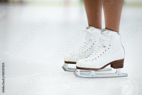 Figure Skates Close Up on Ice