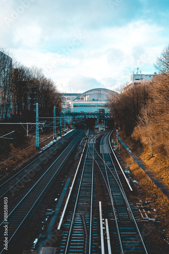 Canvas Print train rails at prenzlauer berg, berlin