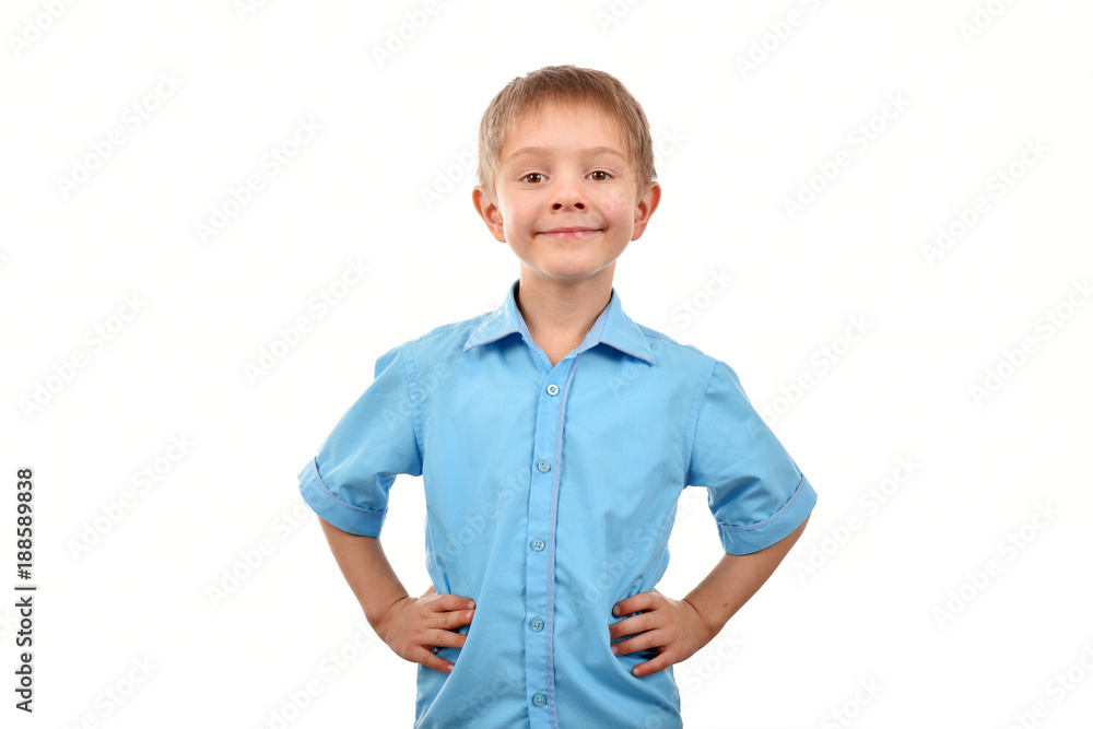 Happy cheerful boy. Portrait of a teenager. A boy on a white background. An emotional person. Happy cheerful boy. Portrait of a teenager. A boy on a white background. An emotional person.