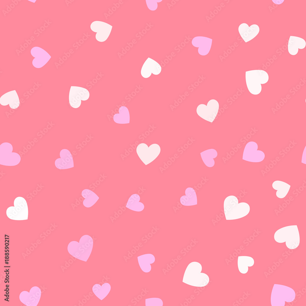 Seamless pattern with colorful hearts on pink background. Vector Seamless pattern with colorful hearts on pink background. Vector