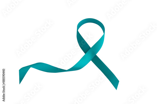Cervical Cancer women. Symbol Teal Ribbon isolated on a white background. January is National Cervical Health Awareness Month.