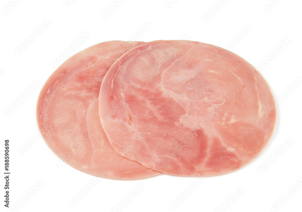 sliced smoked ham isolated on white sliced smoked ham isolated on white