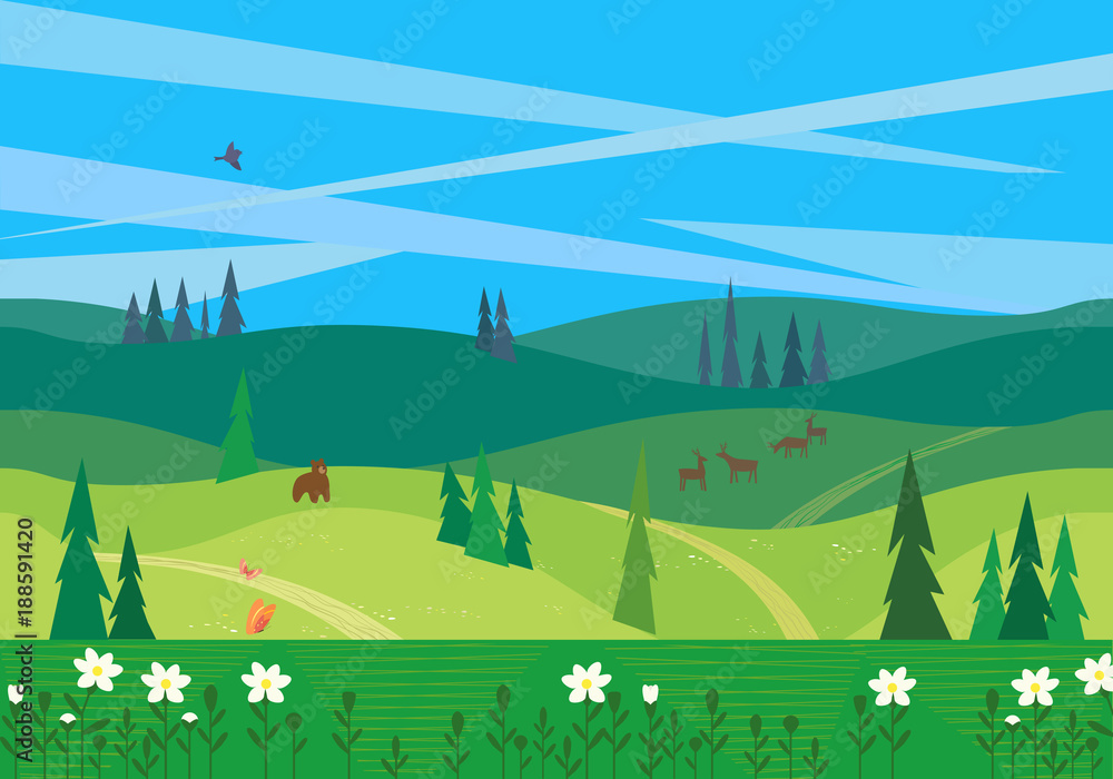 Obraz premium Green summer landscape