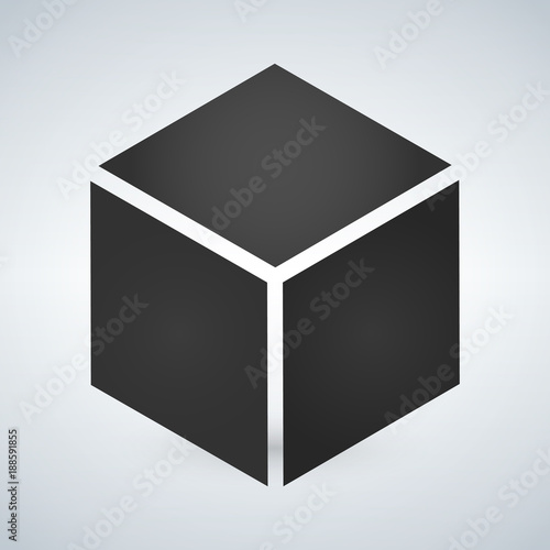 Three dimensional or 3D cube hexahedron flat vector icon for apps and websites.