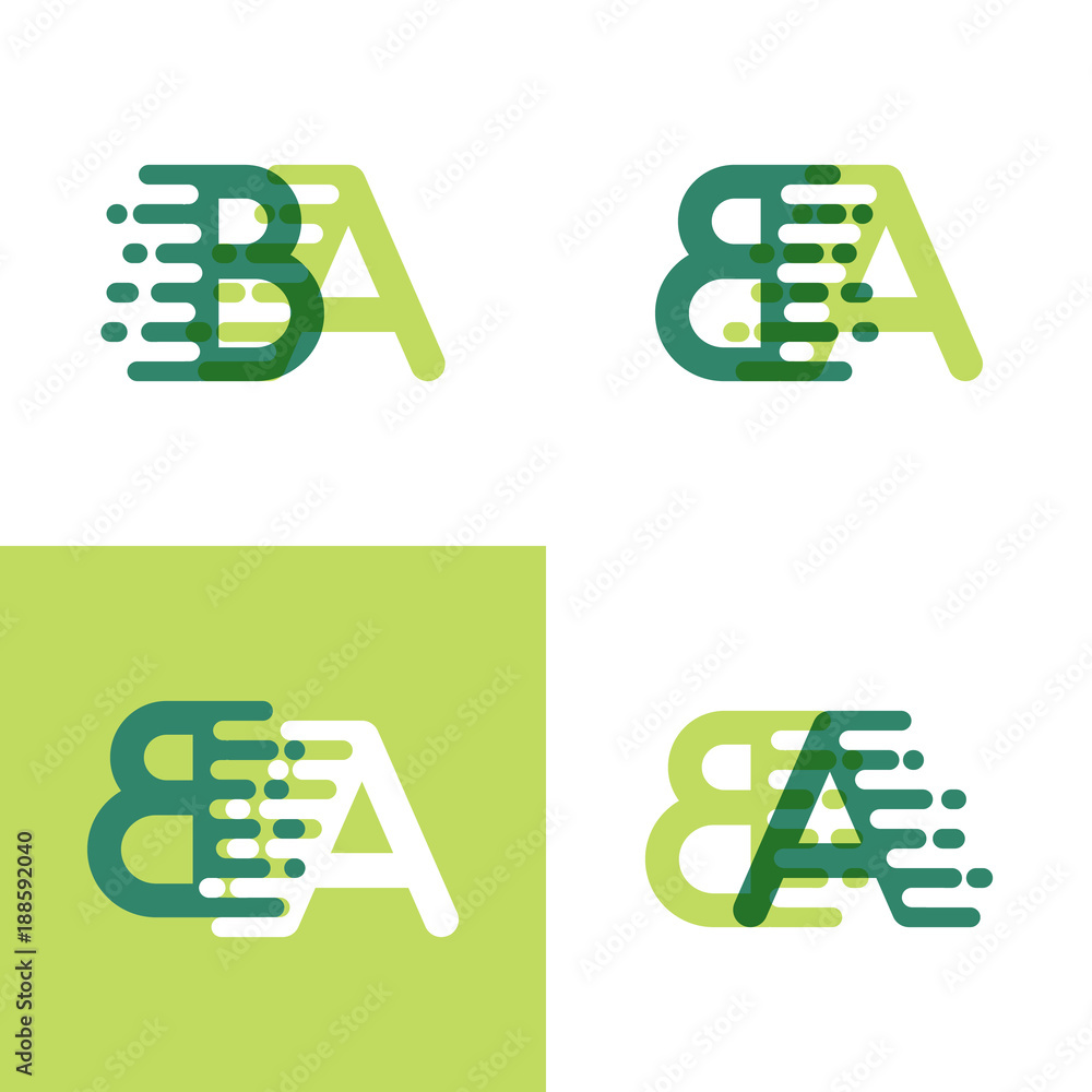 BA letters logo with accent speed in light green and dark green BA letters logo with accent speed in light green and dark green