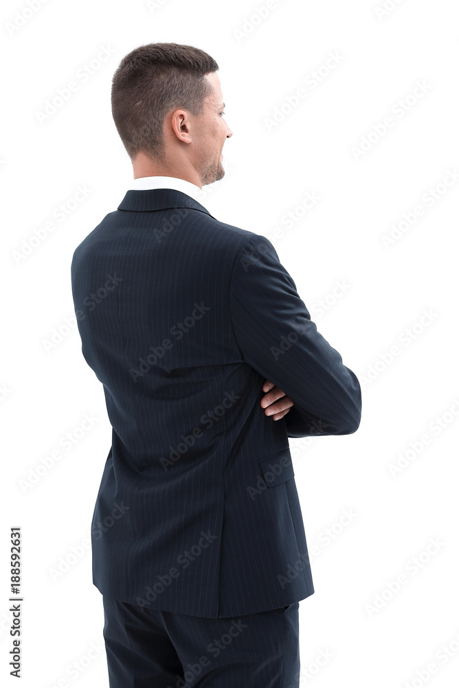 rear view.confident businessman with briefcase rear view.confident businessman with briefcase