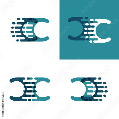 CC letters logo with accent speed in light green and dark blue