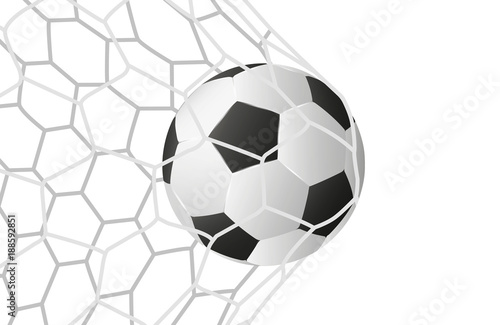 Soccer ball in net. isolated on white background, vector illustration © Vitya_M