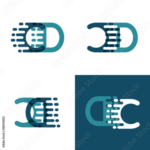 CD letters logo with accent speed in light green and dark blue