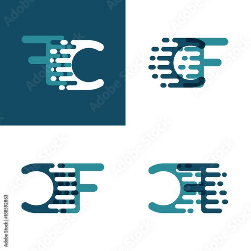 CF letters logo with accent speed in light green and dark blue