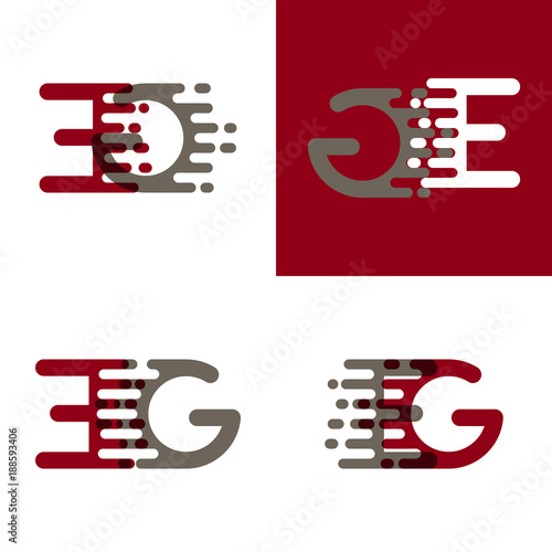 EG letters logo with accent speed in drak red and gray