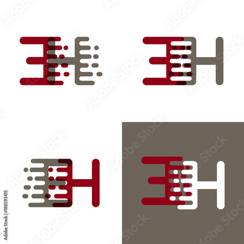 EH letters logo with accent speed in drak red and gray