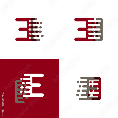 EI letters logo with accent speed in drak red and gray