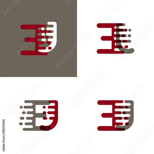 EJ letters logo with accent speed in drak red and gray