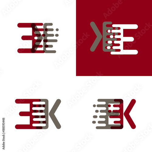 EK letters logo with accent speed in drak red and gray